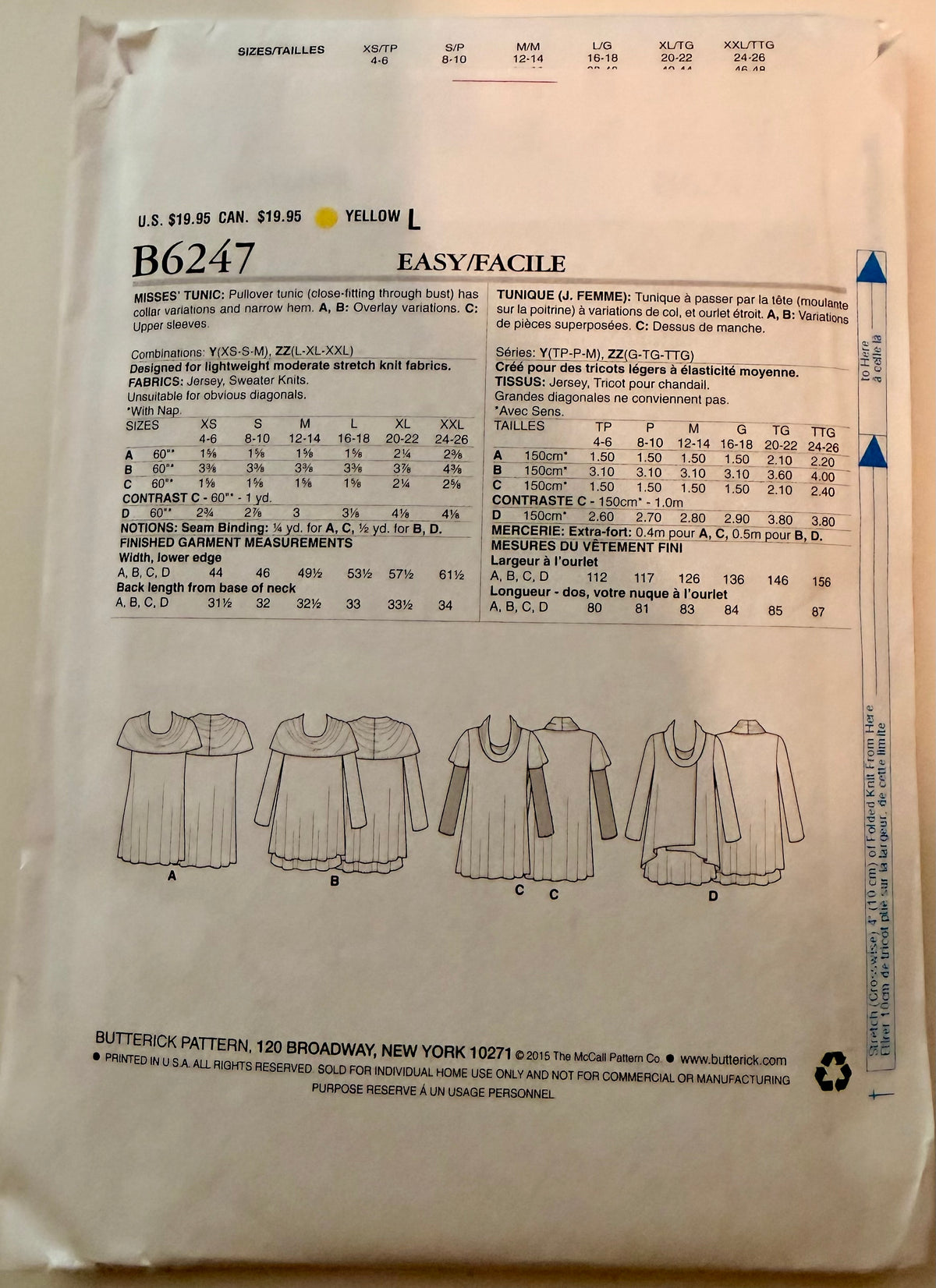 Butterick Pattern 6247 Stylish Tunic