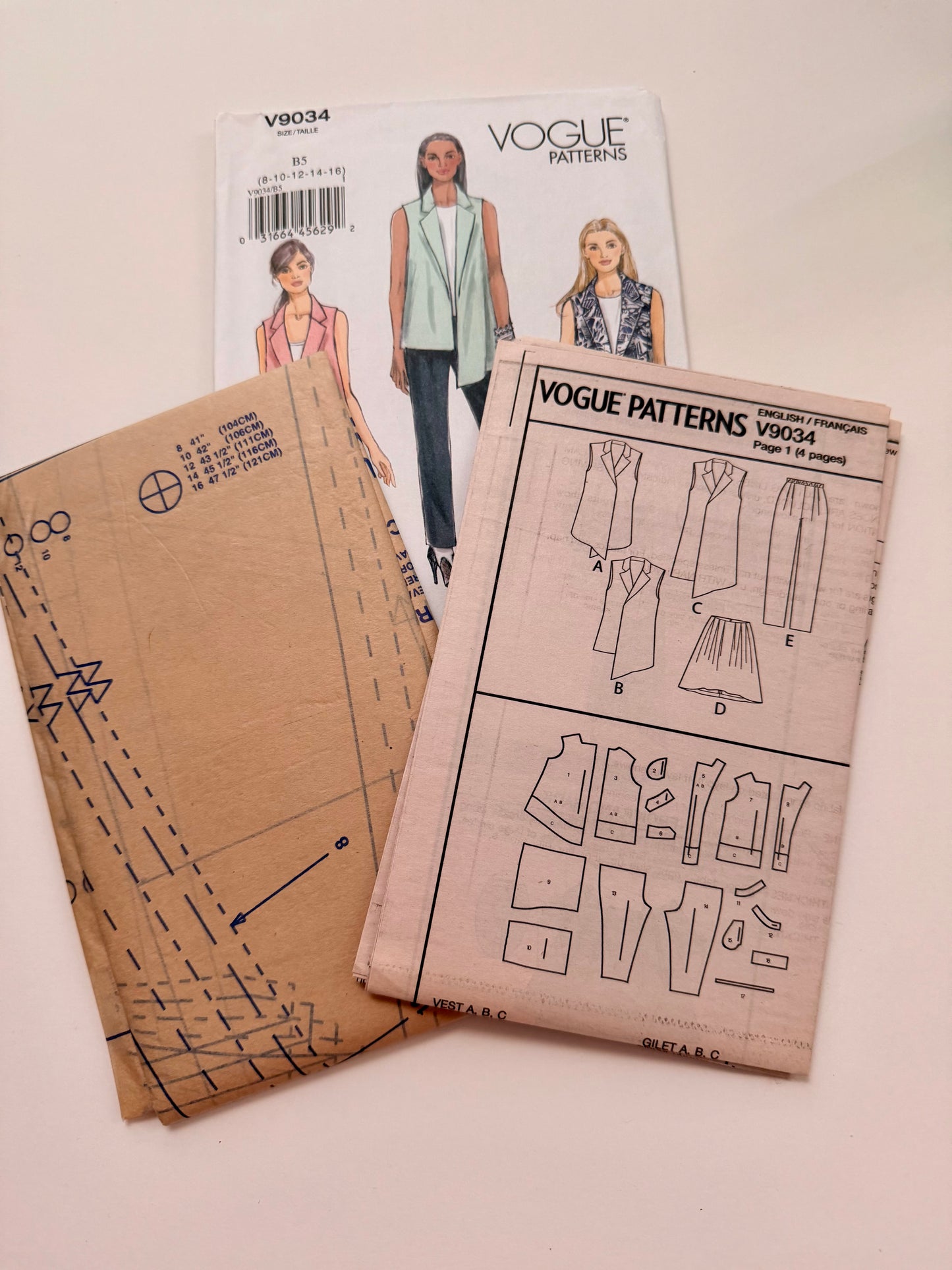 Vogue Pattern 9034 Vest - Skirt & Pants
