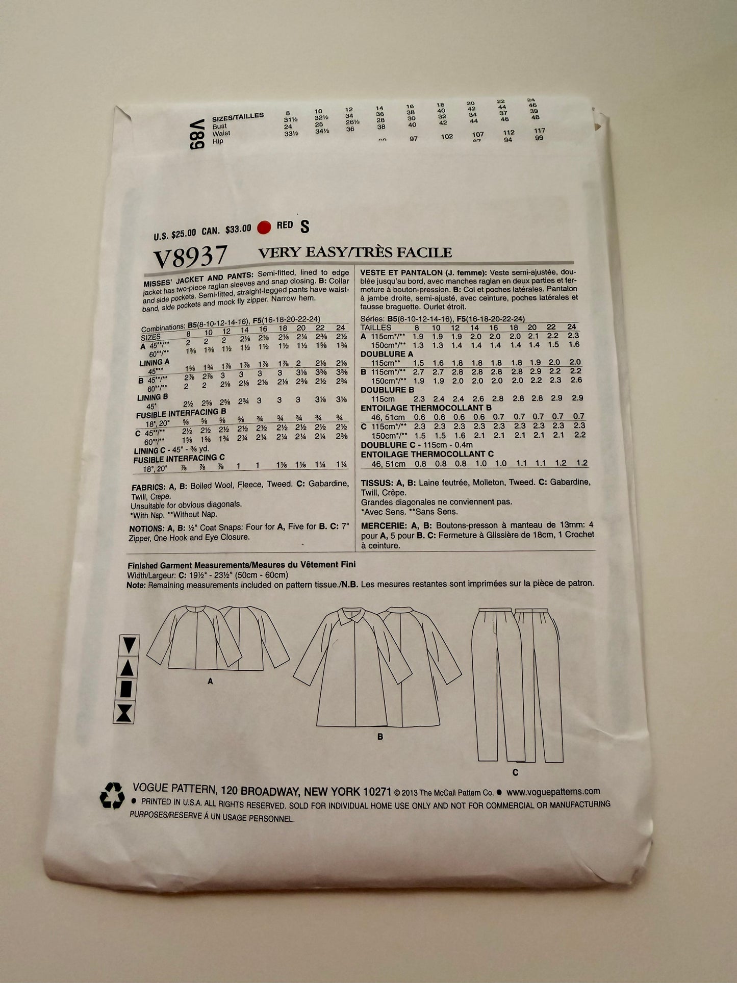 Vogue Pattern 8937 Jacket & pants