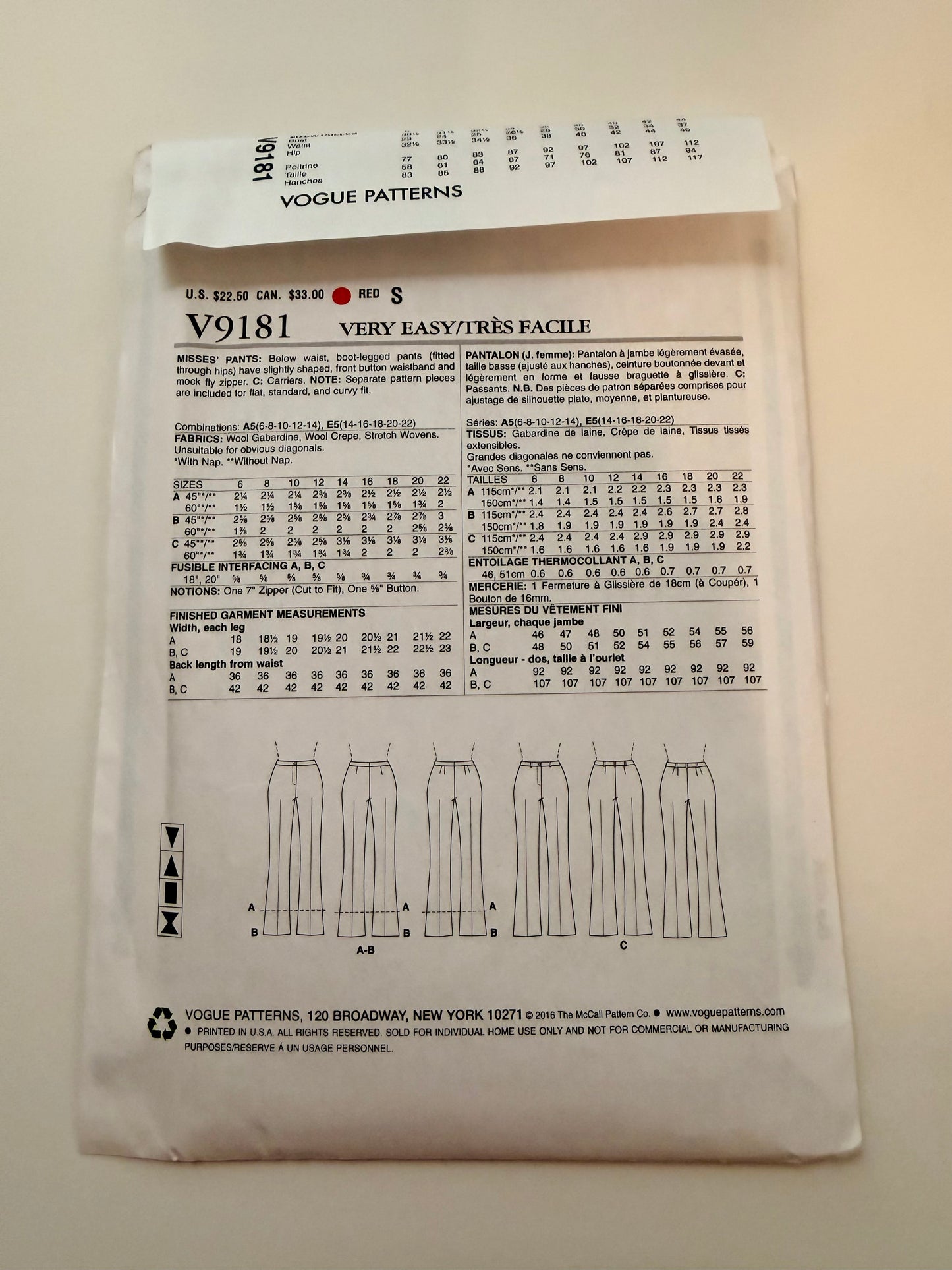 Vogue Pattern 9181 Very Easy Vogue
