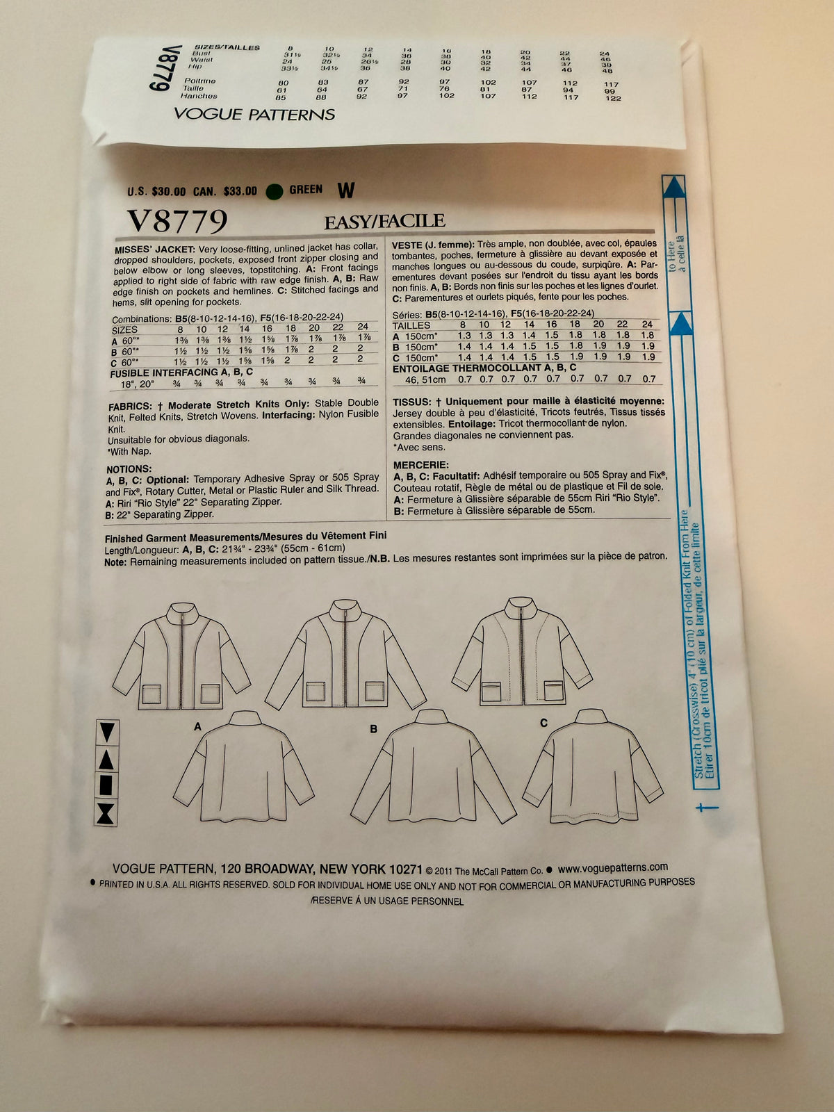 Vogue Pattern 8779 Marcy Tilton Jacket