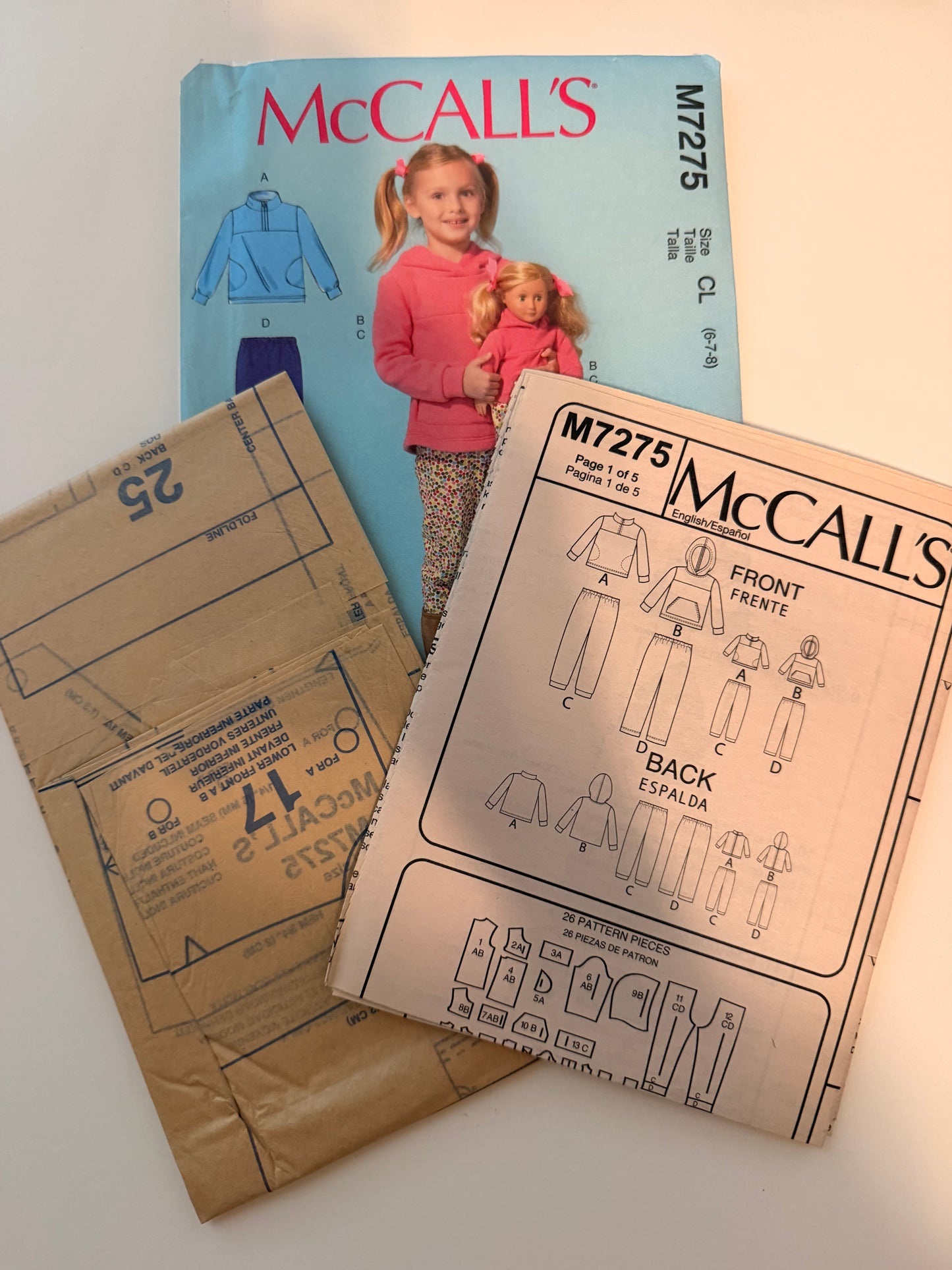 McCall's Pattern 7275 Girls Top & Pants/ Matching 18" Doll pieces 🎀