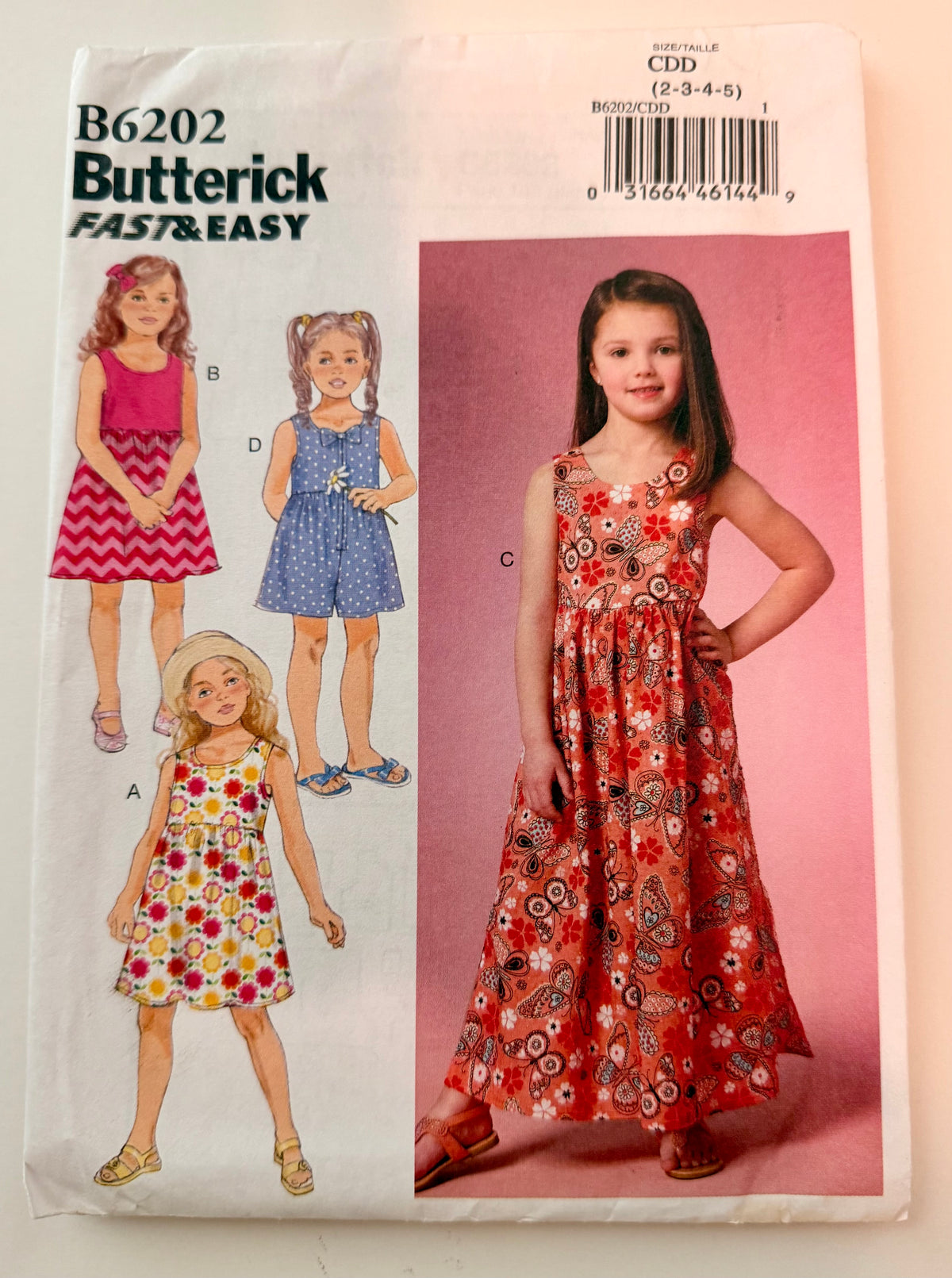 Butterick Pattern 6202 Fast & Easy Girls Romper & Dresses