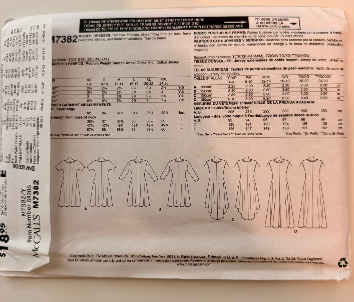 McCall's Pattern 7382 Learn to Sew Dresses