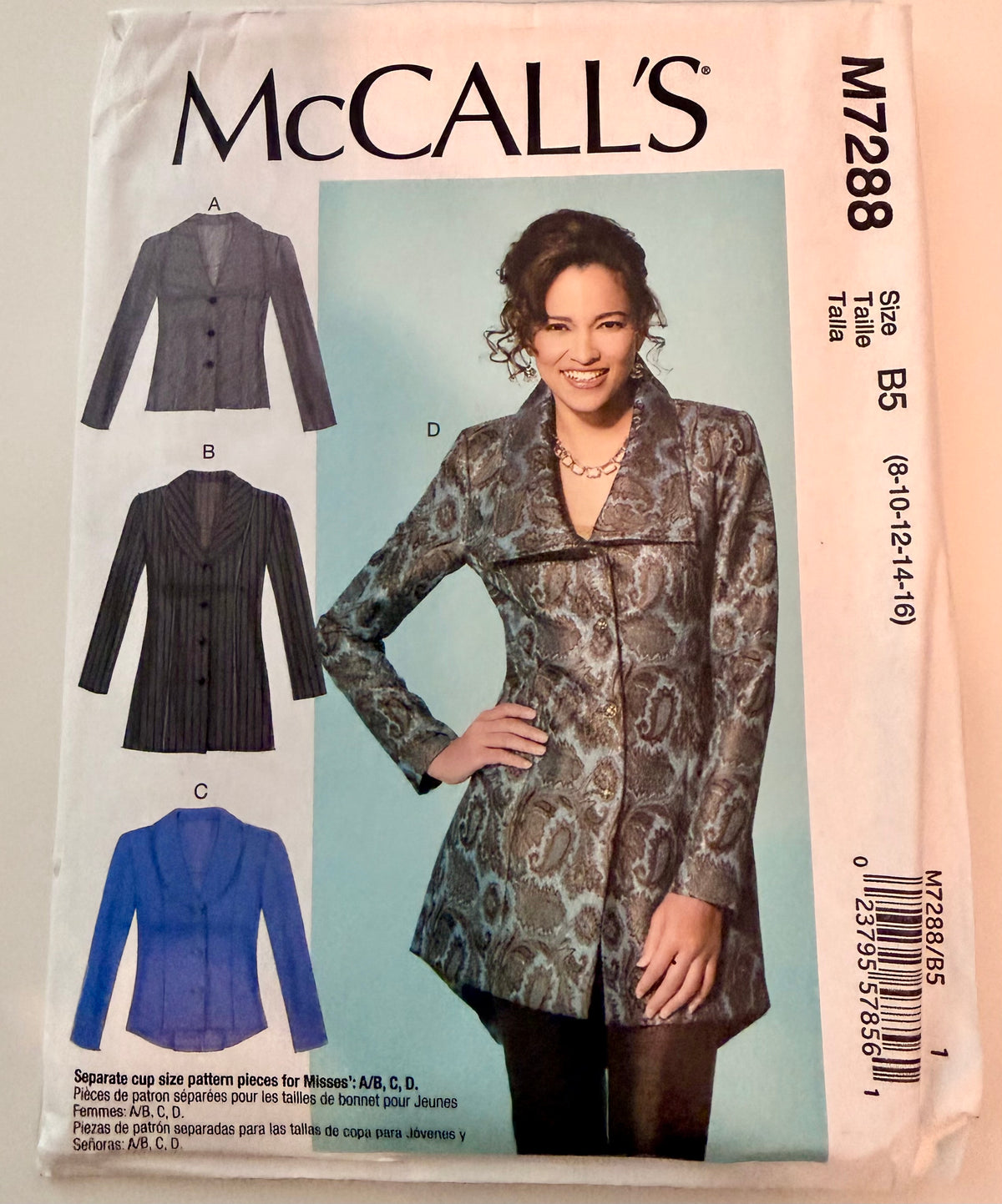 McCall's Pattern 7288 Jacket (Includes Cup Sizing Pieces)