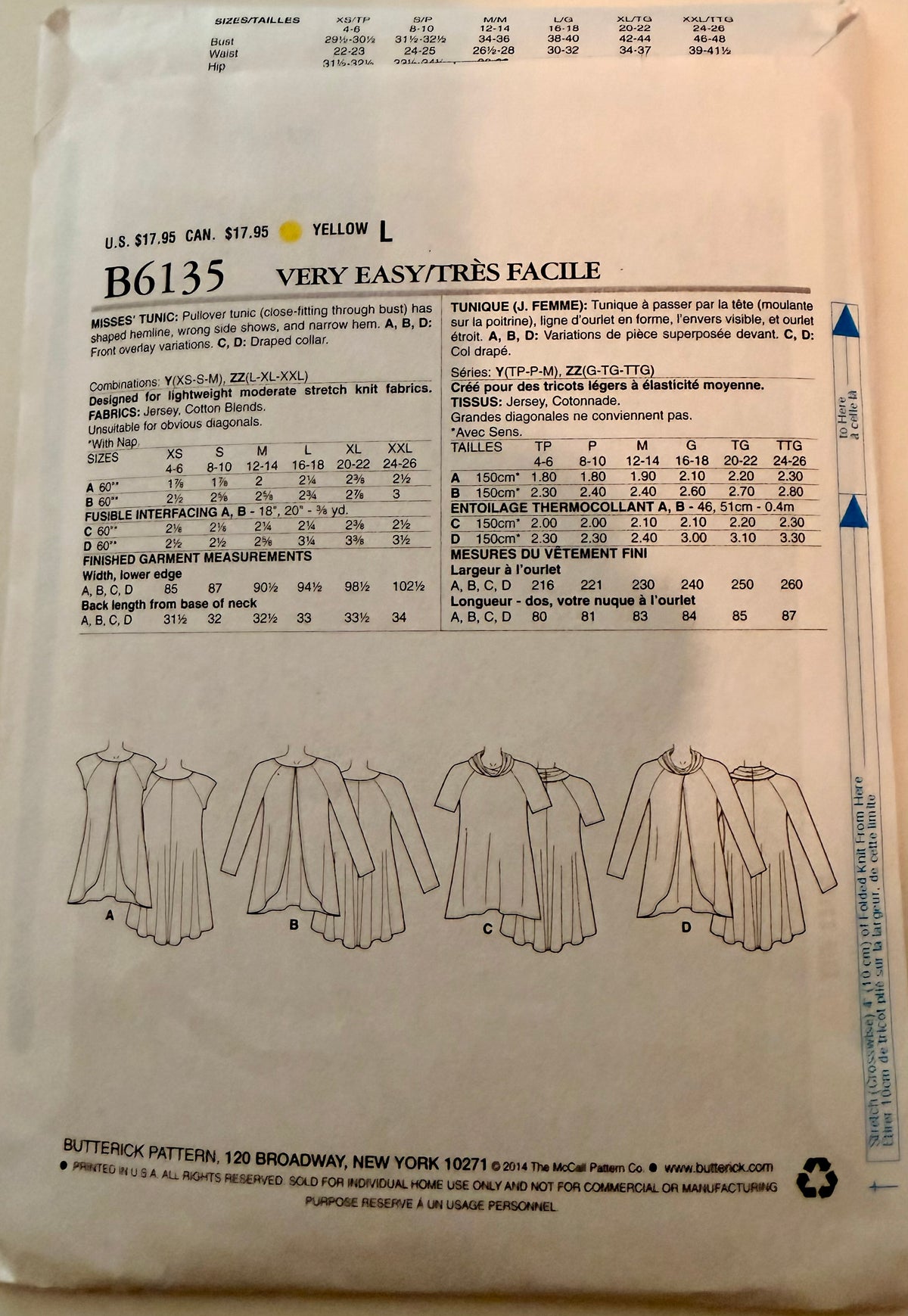 Butterick Pattern 6135 Fast & Easy Tunic
