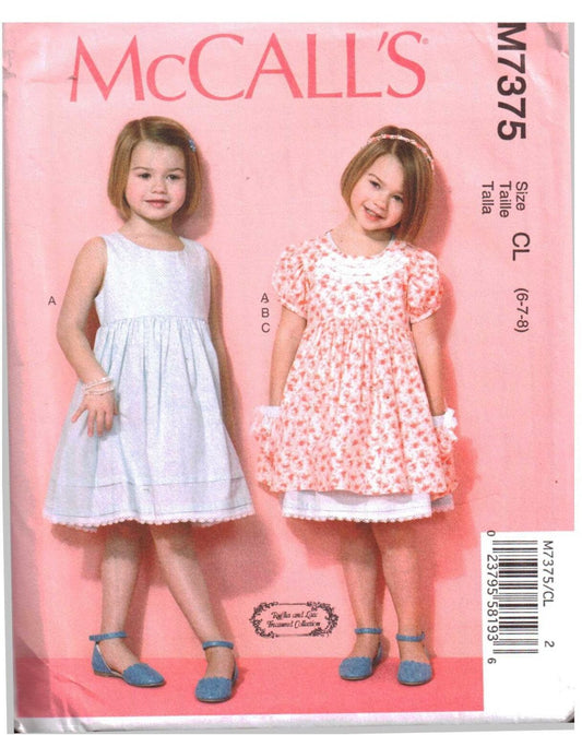 Girls Casual Dresses McCall Pattern 7375