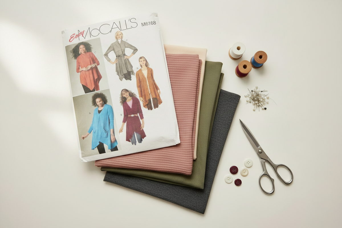 McCall 6168 Flat-Lay with Knit Fabrics