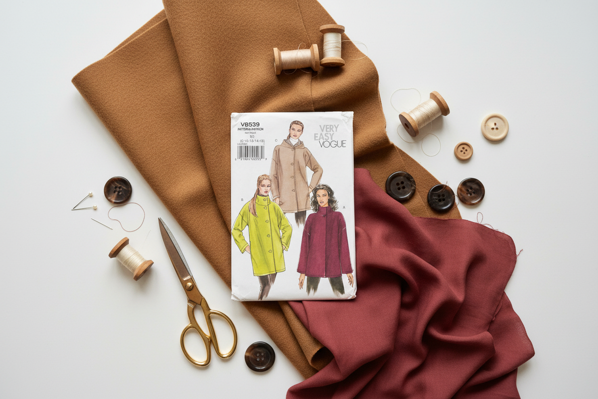 Vogue Pattern 8539 Unlined Jacket/Coat Flat Lay
