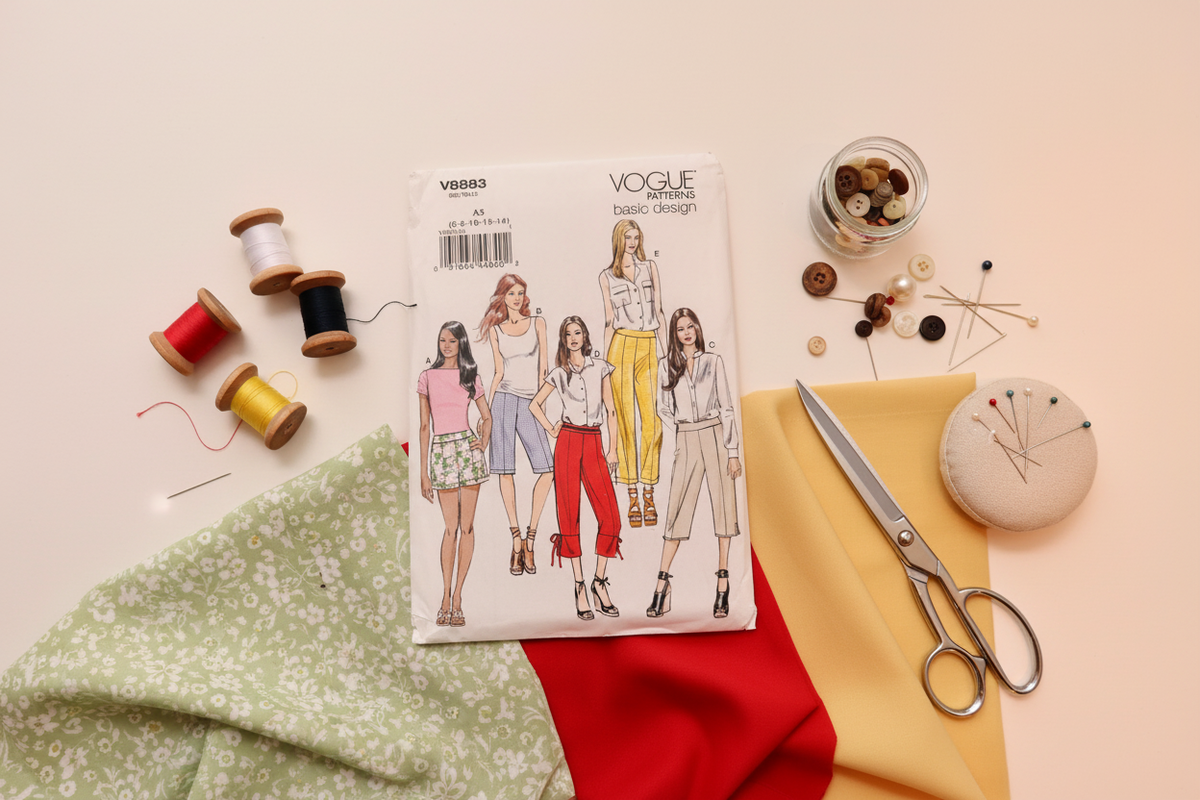 Vogue Pattern 8883 Shorts & Pants Flat Lay
