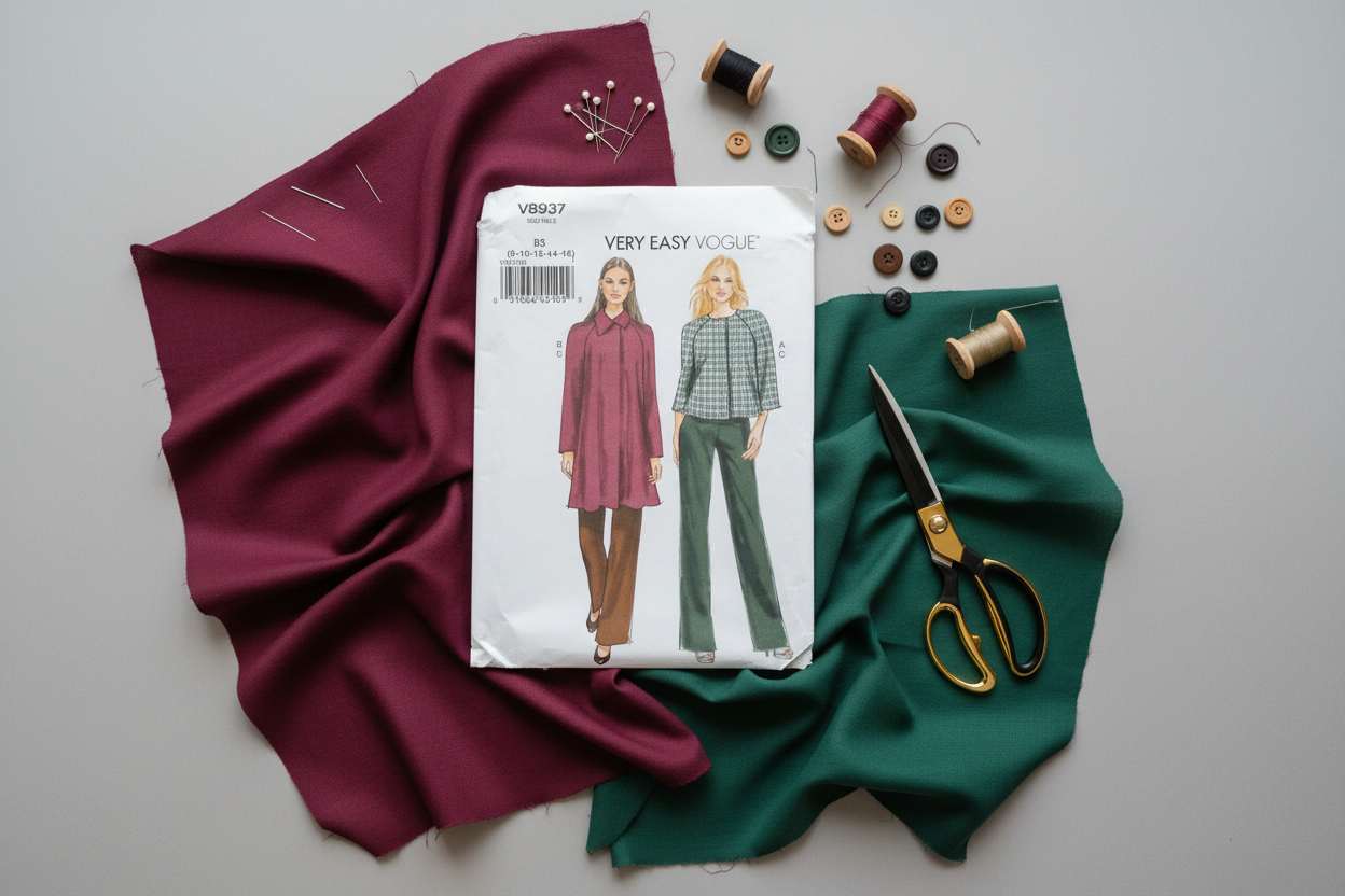 Vogue Pattern 8937 Jacket & Pants Flat Lay