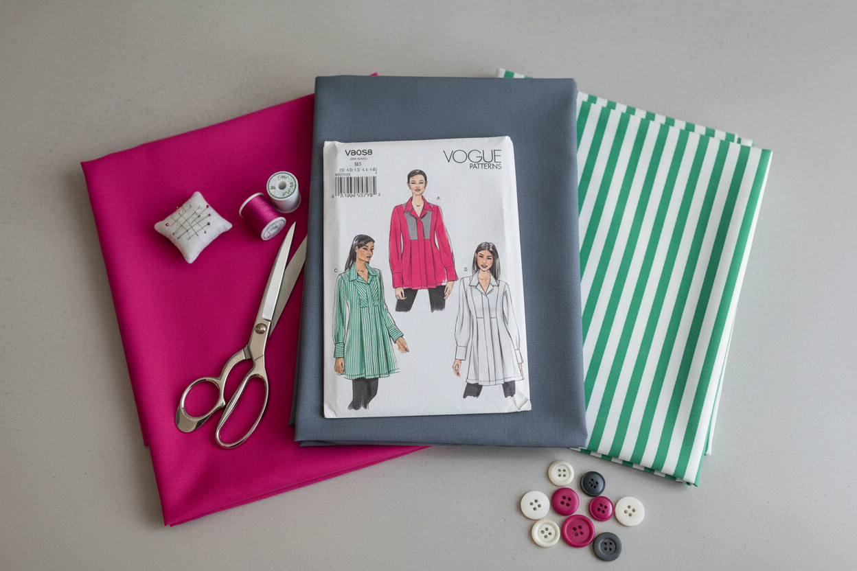 Vogue Pattern 9058 Misses Tunic Flat Lay